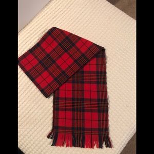 New Pendleton Red Tartan Virgin Wool Scarf 58X9”Winter Warm Plaid